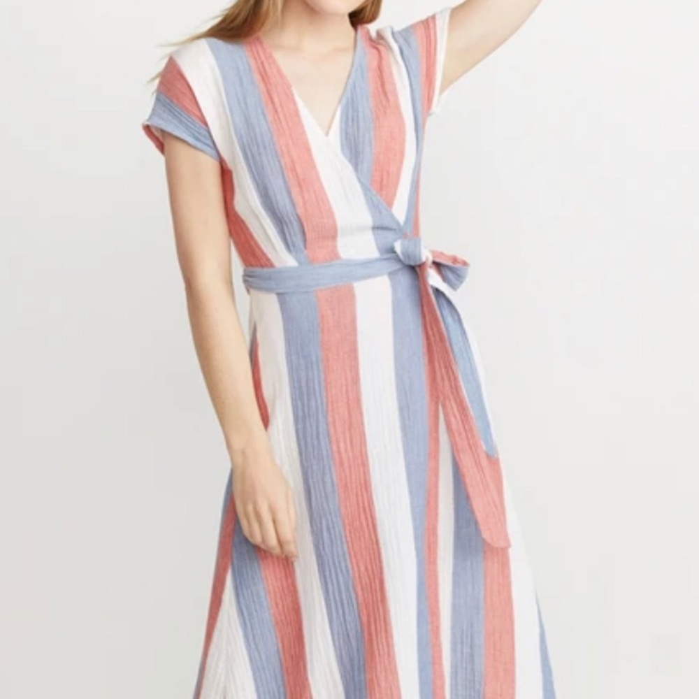 Maddie Wrap Dress in Multi Stripe